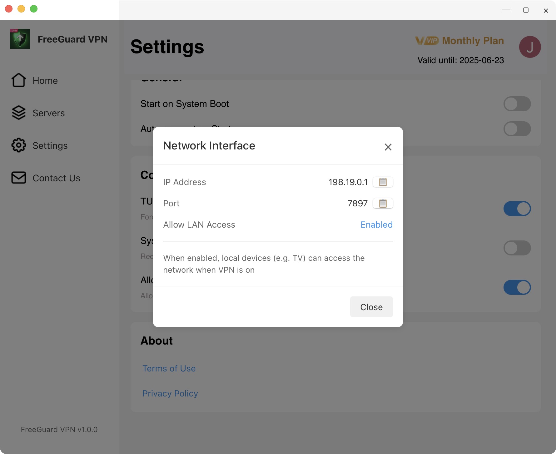 IP and Port Information View